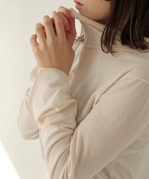 Crisp（クリスプ）の「シアーハイネックTシャツ（Tシャツ/カットソー・レディース・パープル/グリーン/アイボリー・FREE）」の19枚目の写真