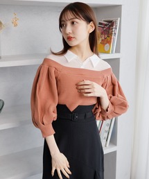 LADYMADE（レディメイド）の「シャツレイヤードボリュームスリーブニット（ニット/セーター）」