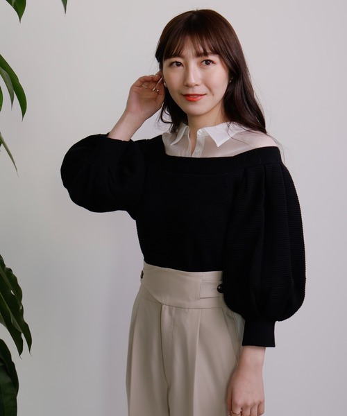 LADYMADE(レディメイド)の「シャツレイヤードボリュームスリーブニット(ニット/セーター・レディース・ブラック/その他1/オレンジ系その他・FREE)」の22枚目の写真