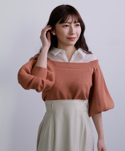 LADYMADE(レディメイド)の「シャツレイヤードボリュームスリーブニット(ニット/セーター・レディース・ブラック/その他1/オレンジ系その他・FREE)」の20枚目の写真