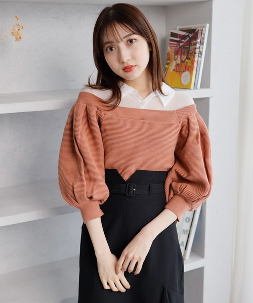 LADYMADE(レディメイド)の「シャツレイヤードボリュームスリーブニット(ニット/セーター・レディース・ブラック/その他1/オレンジ系その他・FREE)」の21枚目の写真