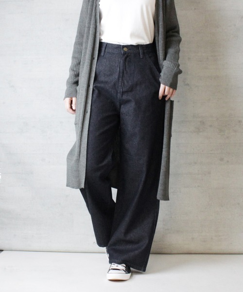 atONE(アットワン)の「atONE デニムワイドストレートパンツ(デニムパンツ・レディース・ブルー/ワンウォッシュ/ネイビー・M/L/3L/LL/4L)」の1枚目の写真