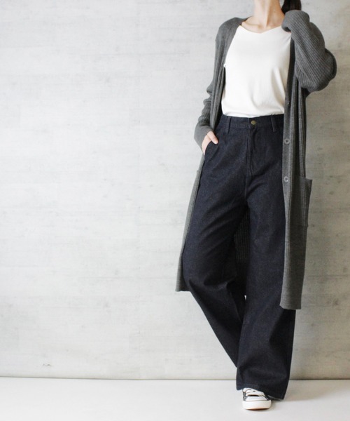 atONE(アットワン)の「atONE デニムワイドストレートパンツ(デニムパンツ・レディース・ブルー/ワンウォッシュ/ネイビー・M/L/3L/LL/4L)」の20枚目の写真