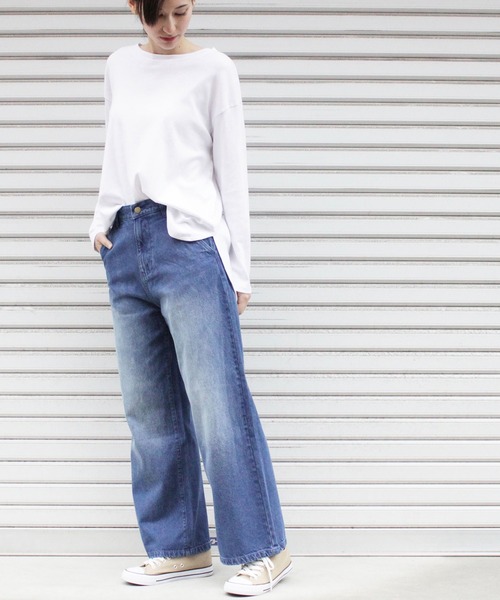 atONE(アットワン)の「atONE デニムワイドストレートパンツ(デニムパンツ・レディース・ブルー/ワンウォッシュ/ネイビー・M/L/3L/LL/4L)」の16枚目の写真