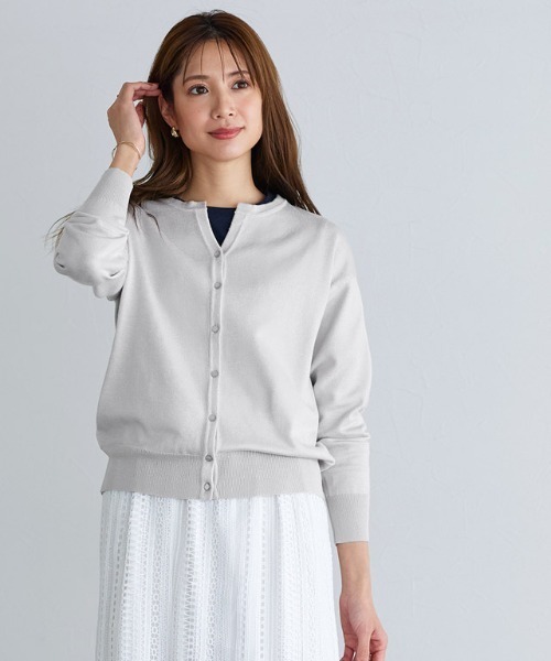 Pierrot（ピエロ）の「キーネックカーディガン（カーディガン/ボレロ・レディース・ブラック/オフホワイト/ピンク/グレー・M/L）」の3枚目の写真