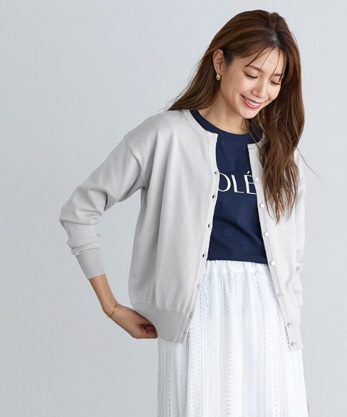 Pierrot（ピエロ）の「キーネックカーディガン（カーディガン/ボレロ・レディース・ブラック/オフホワイト/ピンク/グレー・M/L）」の21枚目の写真