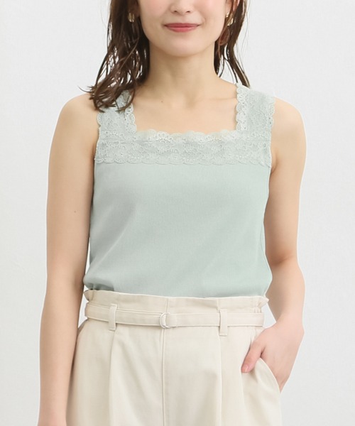 Honeys（ハニーズ）の「２ｗａｙレースタンクトップ（タンクトップ・レディース・ブラック/ミント/ライトグレー/ピンク/ホワイト/ブラウン・S/M/L/LL）」の5枚目の写真