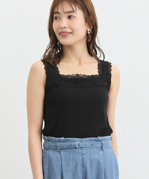 Honeys（ハニーズ）の「２ｗａｙレースタンクトップ（タンクトップ・レディース・ブラック/ミント/ライトグレー/ピンク/ホワイト/ブラウン・S/M/L/LL）」の13枚目の写真