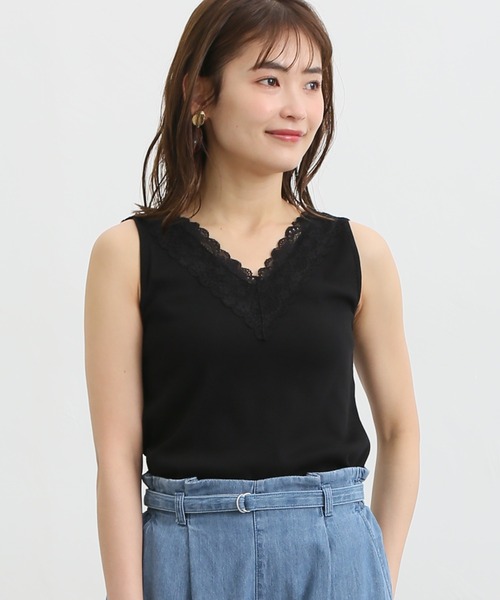 Honeys（ハニーズ）の「２ｗａｙレースタンクトップ（タンクトップ・レディース・ブラック/ミント/ライトグレー/ピンク/ホワイト/ブラウン・S/M/L/LL）」の14枚目の写真