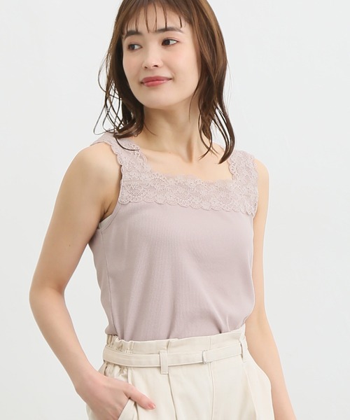 Honeys（ハニーズ）の「２ｗａｙレースタンクトップ（タンクトップ・レディース・ブラック/ミント/ライトグレー/ピンク/ホワイト/ブラウン・S/M/L/LL）」の17枚目の写真