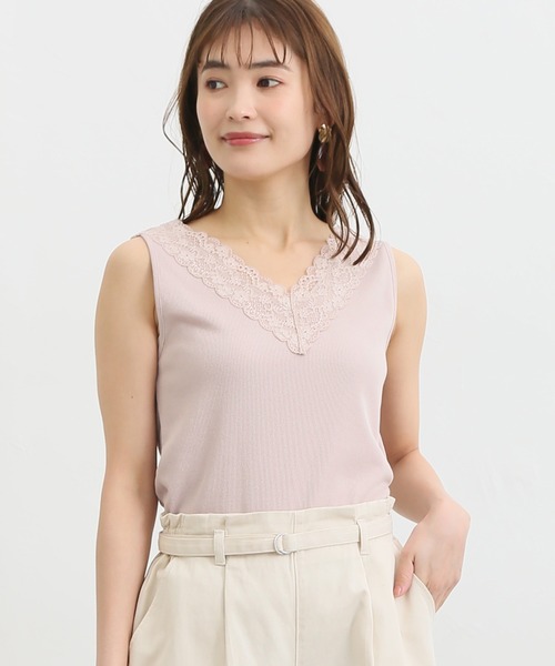 Honeys（ハニーズ）の「２ｗａｙレースタンクトップ（タンクトップ・レディース・ブラック/ミント/ライトグレー/ピンク/ホワイト/ブラウン・S/M/L/LL）」の18枚目の写真