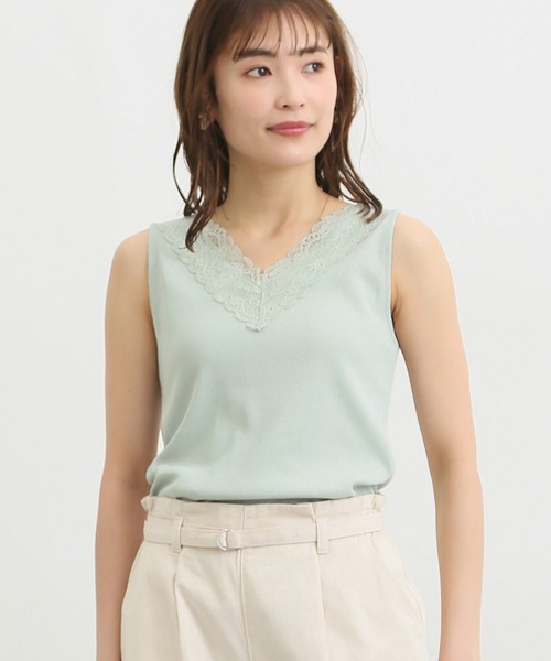 Honeys（ハニーズ）の「２ｗａｙレースタンクトップ（タンクトップ・レディース・ブラック/ミント/ライトグレー/ピンク/ホワイト/ブラウン・S/M/L/LL）」の21枚目の写真