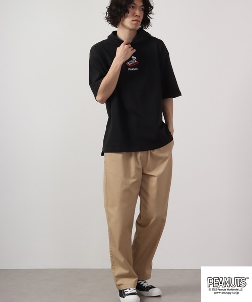 PEANUTS(ピーナッツ)の「PEANUTS スヌーピー ドロップショルダーTパーカー(Tシャツ/カットソー・メンズ・オフホワイト/ブラック/ライトカーキ/グリーン/ホワイト系その他/ブラック系その他/オレンジ/チャコール/ホワイト系その他2・M/L/LL)」の20枚目の写真