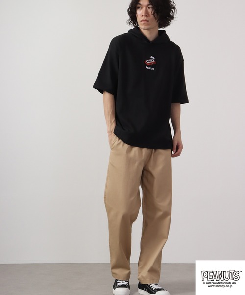PEANUTS(ピーナッツ)の「PEANUTS スヌーピー ドロップショルダーTパーカー(Tシャツ/カットソー・メンズ・オフホワイト/ブラック/ライトカーキ/グリーン/ホワイト系その他/ブラック系その他/オレンジ/チャコール/ホワイト系その他2・M/L/LL)」の19枚目の写真
