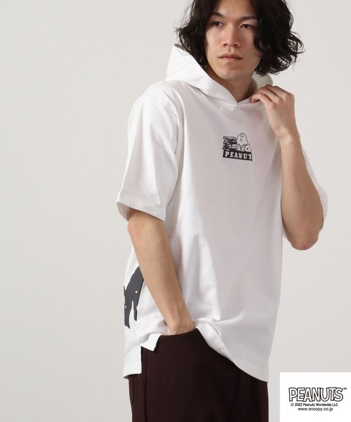 PEANUTS(ピーナッツ)の「PEANUTS スヌーピー ドロップショルダーTパーカー(Tシャツ/カットソー・メンズ・オフホワイト/ブラック/ライトカーキ/グリーン/ホワイト系その他/ブラック系その他/オレンジ/チャコール/ホワイト系その他2・M/L/LL)」の10枚目の写真