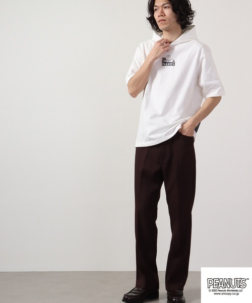 PEANUTS(ピーナッツ)の「PEANUTS スヌーピー ドロップショルダーTパーカー(Tシャツ/カットソー・メンズ・オフホワイト/ブラック/ライトカーキ/グリーン/ホワイト系その他/ブラック系その他/オレンジ/チャコール/ホワイト系その他2・M/L/LL)」の14枚目の写真