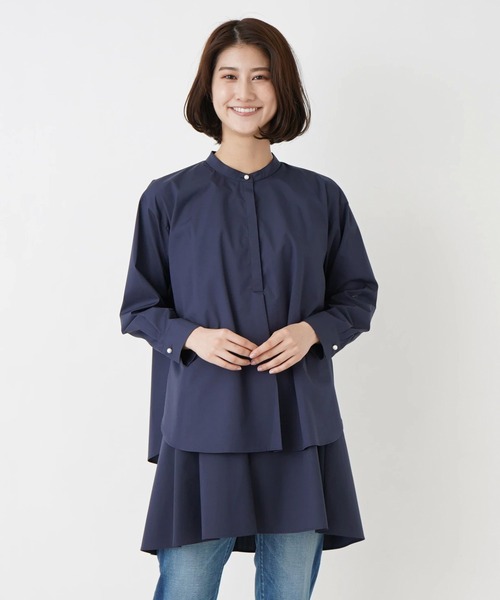 BEATRICE(ベアトリス)の「【BEATRICE】バンドカラーブラウス×ノースリーブインナー(シャツ/ブラウス・レディース・オフホワイト/ダークネイビー/Yellow・2)」の3枚目の写真