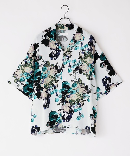 Anchor Smith（アンカー スミス）の「総柄レーヨンオープンカラーアロハシャツ（シャツ/ブラウス・メンズ・ブラック系2/グレー系2/ブルー系1/ライトグレー系3/ブラック系1/ホワイト系1/ホワイト系3/ホワイト系2・M/L）」の19枚目の写真