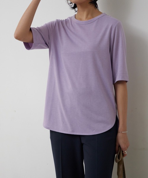 for/c(フォーシー)の「ラウンドヘムTシャツ【サスティナブル】(Tシャツ/カットソー・レディース・イエロー/ブルー/ブラック/チャコール/ホワイト/ラベンダー・M/L/LL)」の15枚目の写真