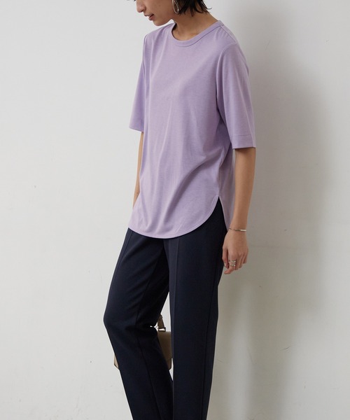 for/c(フォーシー)の「ラウンドヘムTシャツ【サスティナブル】(Tシャツ/カットソー・レディース・イエロー/ブルー/ブラック/チャコール/ホワイト/ラベンダー・M/L/LL)」の17枚目の写真