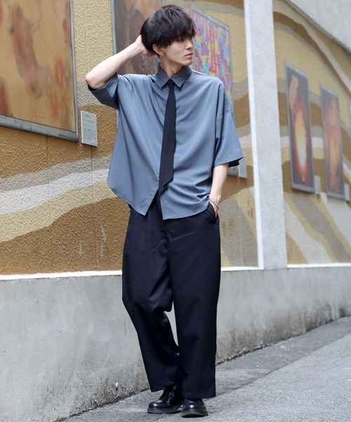 SITRY(シトリー)の「wide dress shirt with tie/ネクタイ付き ワイド ドレスシャツ(シャツ/ブラウス・メンズ・ホワイト/チャコールグレー/ブラック/ベージュ・M/L/XL)」の16枚目の写真