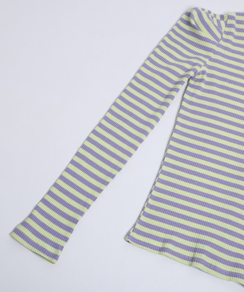 La-gemme(ラジェム)の「ボーダーリブカットソー(Tシャツ/カットソー・レディース・グレー×ホワイト/パープル系その他/ブラック×ホワイト/ブラック系2/グレー系2/ホワイト系2/パープル系2・フリー)」の14枚目の写真