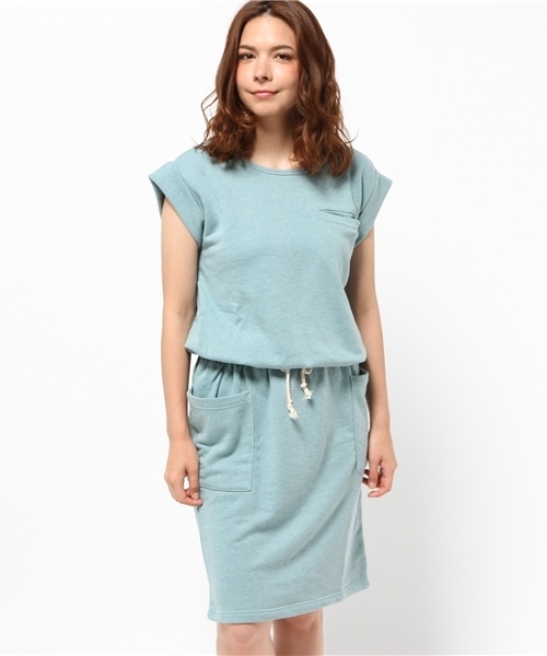 CIAOPANIC（チャオパニック）の「【Ciaopanic】　裏毛ノースリポケ付きOP（ワンピース・レディース・オフホワイト/グレー/ネイビー/ミント・FREE）」の3枚目の写真