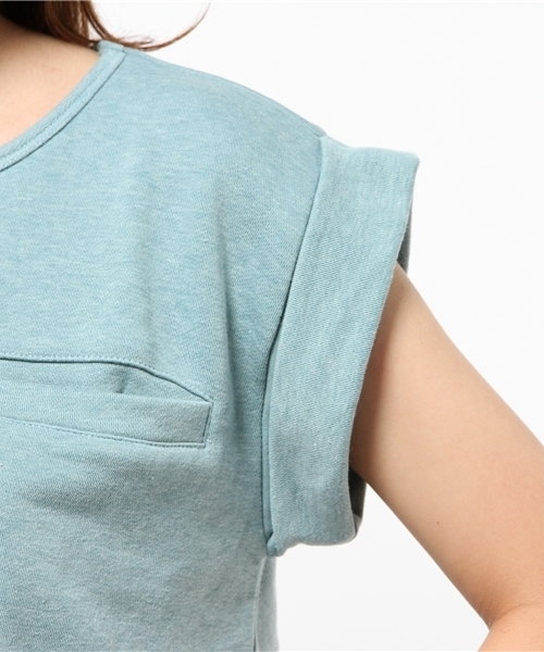 CIAOPANIC（チャオパニック）の「【Ciaopanic】　裏毛ノースリポケ付きOP（ワンピース・レディース・オフホワイト/グレー/ネイビー/ミント・FREE）」の12枚目の写真