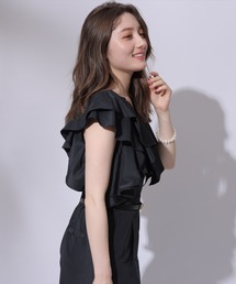 完売モデル♡Apuweiser-riche オトナフリルオールインワン ワイド