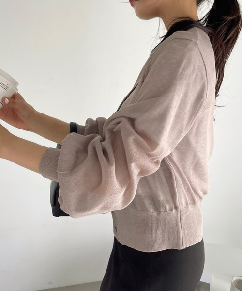 Ada.(エイダ)の「《冷房・紫外線・日焼け対策》大人カジュアル! シアー風 ニットカーディガン(カーディガン/ボレロ・レディース・ロイヤルブルー/ピンク/アイボリー/ブラック/グレイッシュベージュ/ライトブルー/イエロー・FREE)」の10枚目の写真