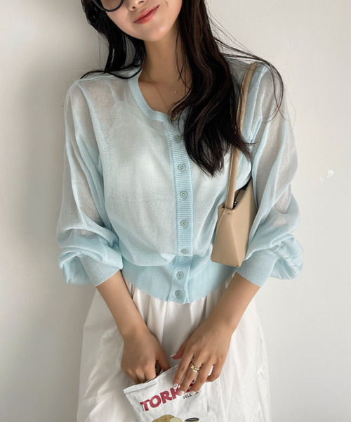 Ada.(エイダ)の「《冷房・紫外線・日焼け対策》大人カジュアル! シアー風 ニットカーディガン(カーディガン/ボレロ・レディース・ロイヤルブルー/ピンク/アイボリー/ブラック/グレイッシュベージュ/ライトブルー/イエロー・FREE)」の13枚目の写真