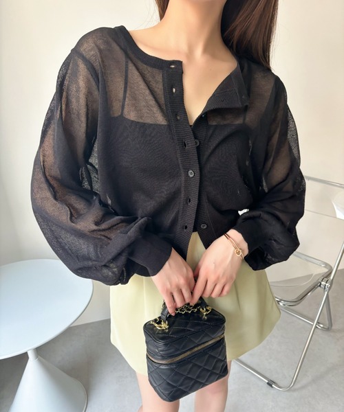 Ada.(エイダ)の「《冷房・紫外線・日焼け対策》大人カジュアル! シアー風 ニットカーディガン(カーディガン/ボレロ・レディース・ロイヤルブルー/ピンク/アイボリー/ブラック/グレイッシュベージュ/ライトブルー/イエロー・FREE)」の22枚目の写真