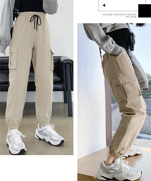 FREE STYLISTS(フリー スタイリスト)の「ウエストゴム カーゴパンツ(カーゴパンツ・レディース・カーキ/ベージュ/ブラック・S/M/L)」の19枚目の写真