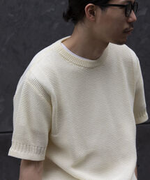 GLOSTER | 【GLOSTER/グロスター】ローゲージ ガンジーニットTシャツ メッシュニット サマーニット(Tシャツ/カットソー)