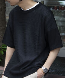 【GLOSTER/グロスター】ローゲージ ガンジーニットTシャツ メッシュニット サマーニット