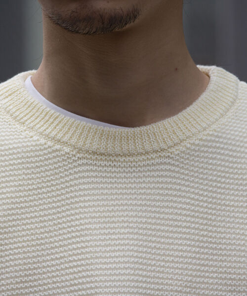 GLOSTER（グロスター）の「【GLOSTER/グロスター】ローゲージ ガンジーニットTシャツ メッシュニット サマーニット（Tシャツ/カットソー・メンズ・オリーブ/ブラック/ホワイト・L/M/S）」の15枚目の写真