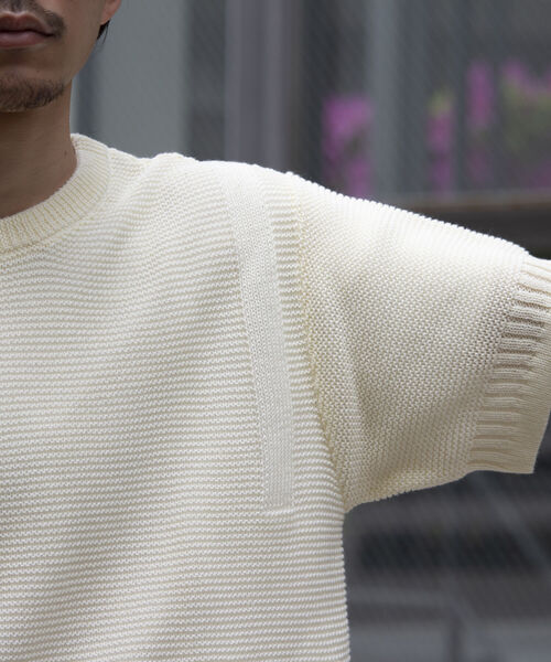 GLOSTER（グロスター）の「【GLOSTER/グロスター】ローゲージ ガンジーニットTシャツ メッシュニット サマーニット（Tシャツ/カットソー・メンズ・オリーブ/ブラック/ホワイト・L/M/S）」の20枚目の写真