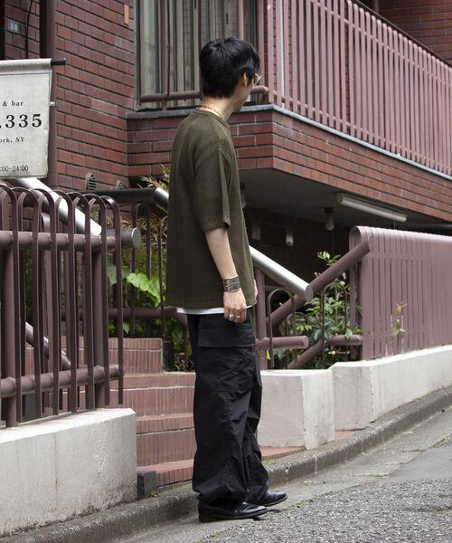 GLOSTER（グロスター）の「【GLOSTER/グロスター】ローゲージ ガンジーニットTシャツ メッシュニット サマーニット（Tシャツ/カットソー・メンズ・オリーブ/ブラック/ホワイト・L/M/S）」の16枚目の写真