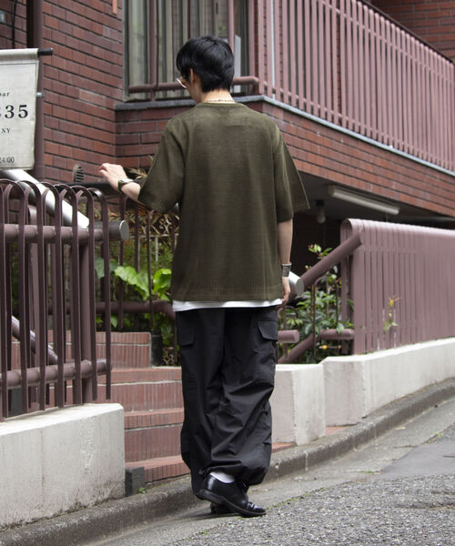 GLOSTER（グロスター）の「【GLOSTER/グロスター】ローゲージ ガンジーニットTシャツ メッシュニット サマーニット（Tシャツ/カットソー・メンズ・オリーブ/ブラック/ホワイト・L/M/S）」の21枚目の写真