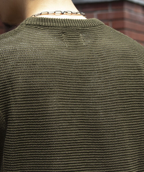 GLOSTER（グロスター）の「【GLOSTER/グロスター】ローゲージ ガンジーニットTシャツ メッシュニット サマーニット（Tシャツ/カットソー・メンズ・オリーブ/ブラック/ホワイト・L/M/S）」の22枚目の写真