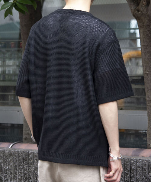 GLOSTER（グロスター）の「【GLOSTER/グロスター】ローゲージ ガンジーニットTシャツ メッシュニット サマーニット（Tシャツ/カットソー・メンズ・オリーブ/ブラック/ホワイト・L/M/S）」の18枚目の写真