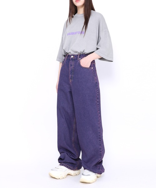 Figments（フィグメンツ）の「オーバーダイカラーバギーデニムパンツ（デニムパンツ・レディース・パープル・SMALL/MEDIUM/LARGE）」の8枚目の写真
