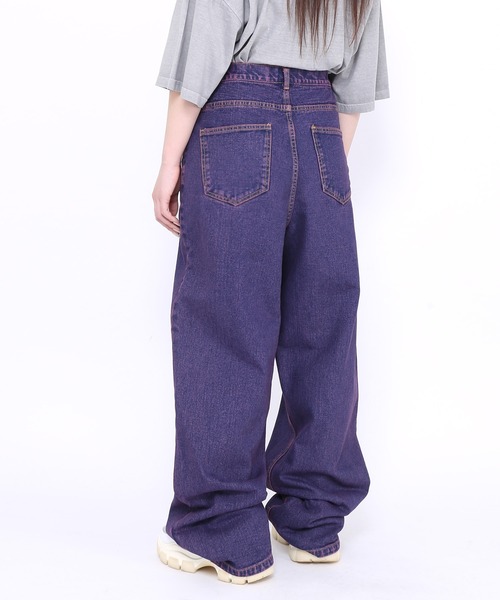 Figments（フィグメンツ）の「オーバーダイカラーバギーデニムパンツ（デニムパンツ・レディース・パープル・SMALL/MEDIUM/LARGE）」の6枚目の写真