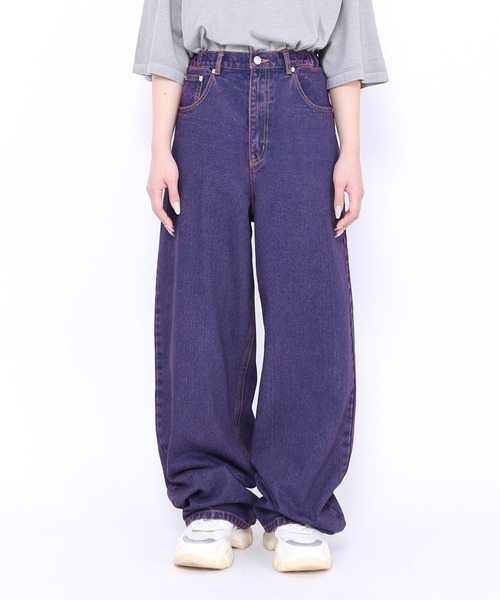 Figments（フィグメンツ）の「オーバーダイカラーバギーデニムパンツ（デニムパンツ・レディース・パープル・SMALL/MEDIUM/LARGE）」の15枚目の写真