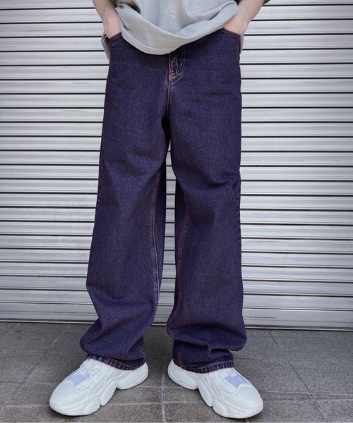 Figments（フィグメンツ）の「オーバーダイカラーバギーデニムパンツ（デニムパンツ・レディース・パープル・SMALL/MEDIUM/LARGE）」の18枚目の写真