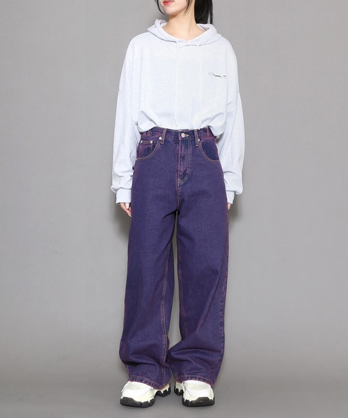 Figments（フィグメンツ）の「オーバーダイカラーバギーデニムパンツ（デニムパンツ・レディース・パープル・SMALL/MEDIUM/LARGE）」の17枚目の写真