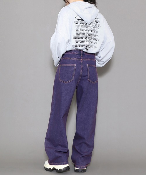 Figments（フィグメンツ）の「オーバーダイカラーバギーデニムパンツ（デニムパンツ・レディース・パープル・SMALL/MEDIUM/LARGE）」の19枚目の写真