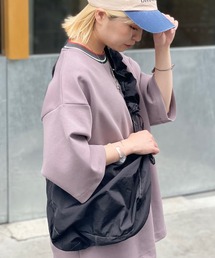リブ配色ポンチクルーネックTシャツ
