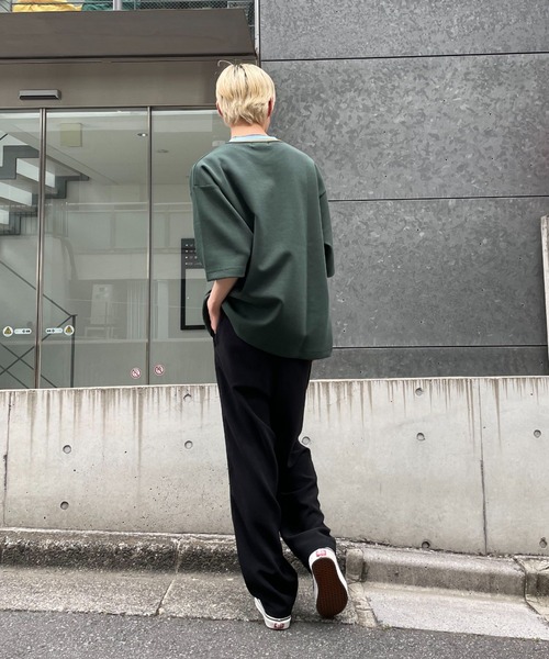 CIAOPANIC(チャオパニック)の「リブ配色ポンチクルーネックTシャツ(Tシャツ/カットソー・レディース・ブラック/グレイッシュベージュ/グリーン・MEDIUM/LARGE)」の21枚目の写真