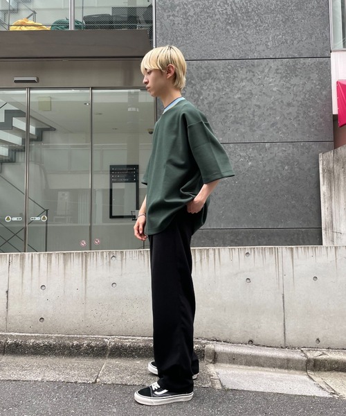 CIAOPANIC(チャオパニック)の「リブ配色ポンチクルーネックTシャツ(Tシャツ/カットソー・レディース・ブラック/グレイッシュベージュ/グリーン・MEDIUM/LARGE)」の15枚目の写真